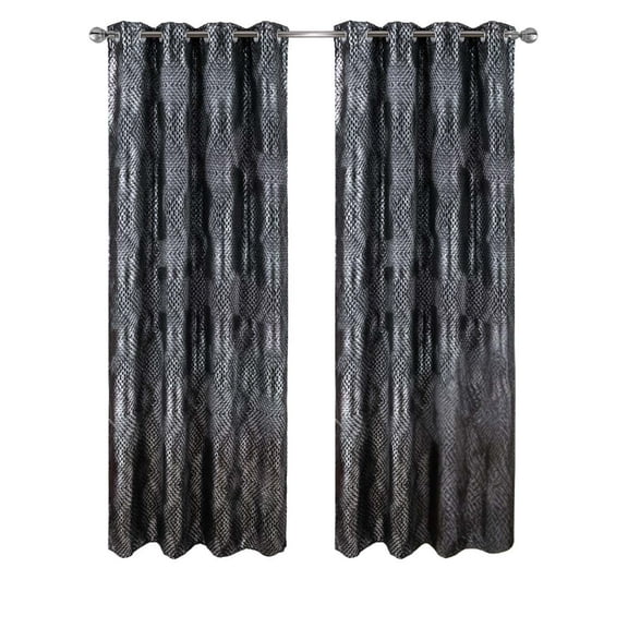 RT Designer Collection Hailey Halo Foil Blackout Grommet Curtain Panel 52" x 90" Black