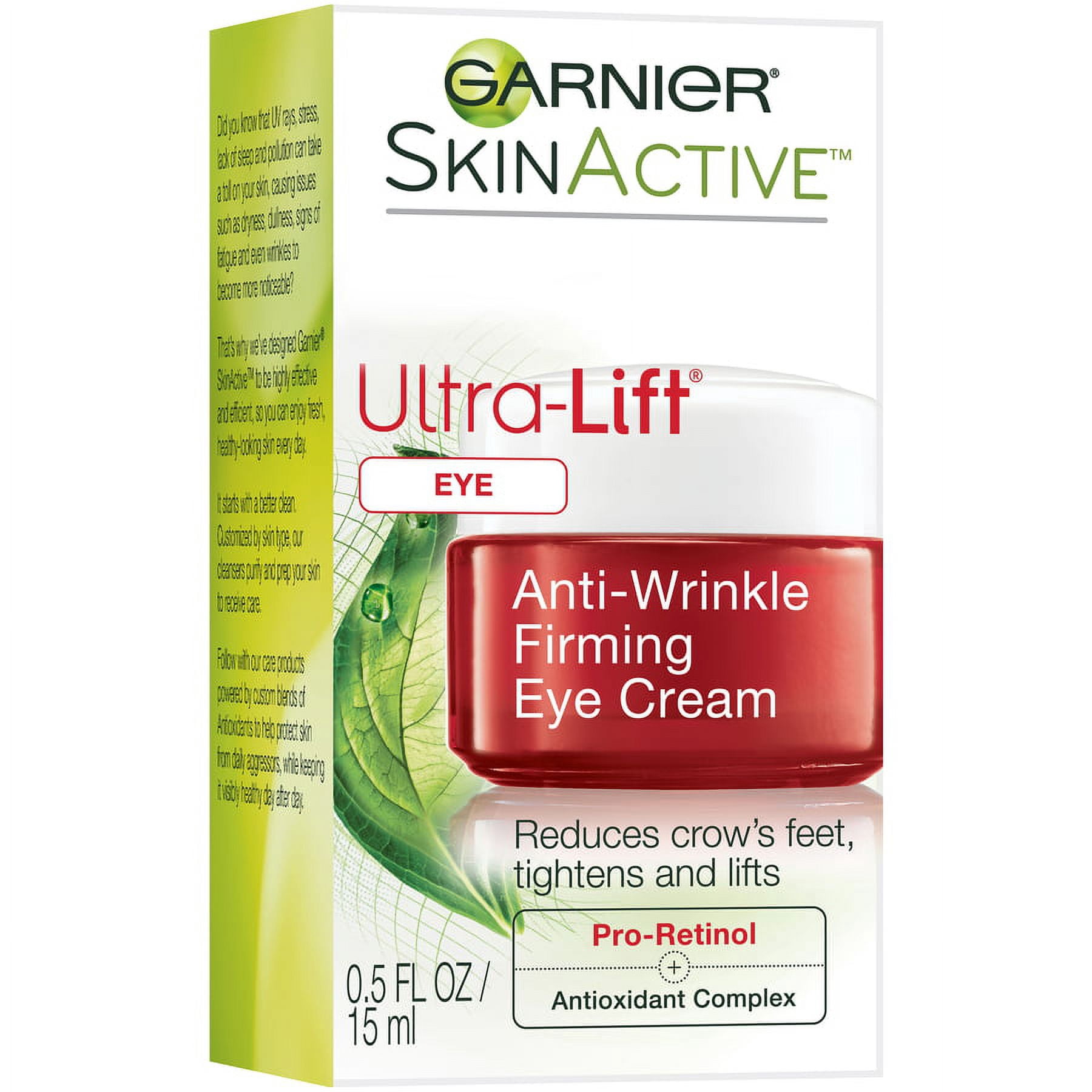 Garnier Green SkinActive Ultra Lift Anti Wrinkle Firming Eye Cream, 0.5 fl oz