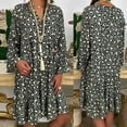 thumbnail image 1 of LSLJS Robe Décontractée pour Femmes Grande Taille Imprimé Manches Longues Col en V Bouton Mini Robe, 1 of 9