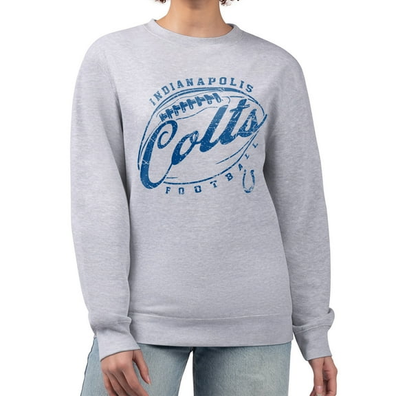 Women's G-III 4Her by Carl Banks Gray Indianapolis Colts Distressed Graphics Fleece Pullover Sweatshirt
