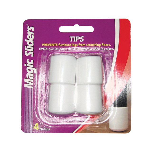 Leg Tip Magic Sliders de vinilo blanco redondo de 2,54 cm de ancho, paquete de 4