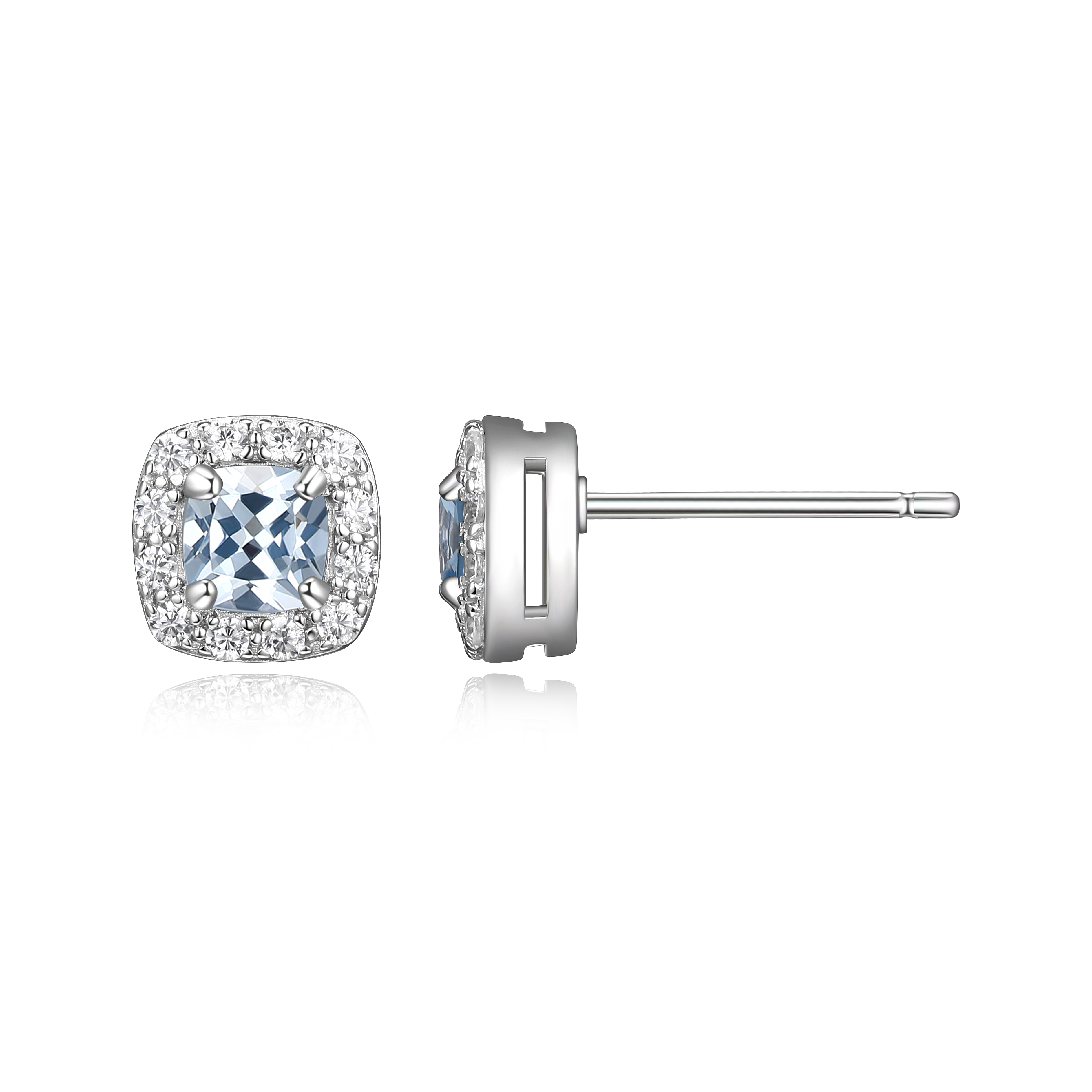 Forever Facets Women's Platinum over Sterling Silver Synthetic Spinel and CZ Stud Earrings