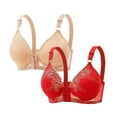 thumbnail image 2 of Sentmoon 2 Pieces Push Up Bras for Women Oversize Wireless Bras for Women Lift Adjustable Strap Breathable Side Support Lace Bra Trendy for Running Watermelon Red XXL, 2 of 3
