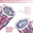 thumbnail image 5 of 40oz Tropical Pineapple Pattern Stainless Steel Flip Straw Tumbler Spill Proof Travel Cup Double Wall Vacuum Insulated Coffee Mug with Top Handle, 5 of 6