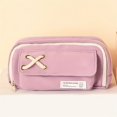 thumbnail image 5 of 1pc Simple Three-layer Large Capacity Pencil Bag Student School Supplies Storage Bag Large Opening Soft Cloth Pencil Case With Mesh Bag Boys Girls Cute Stationery Bag Prize Gifts, 5 of 5