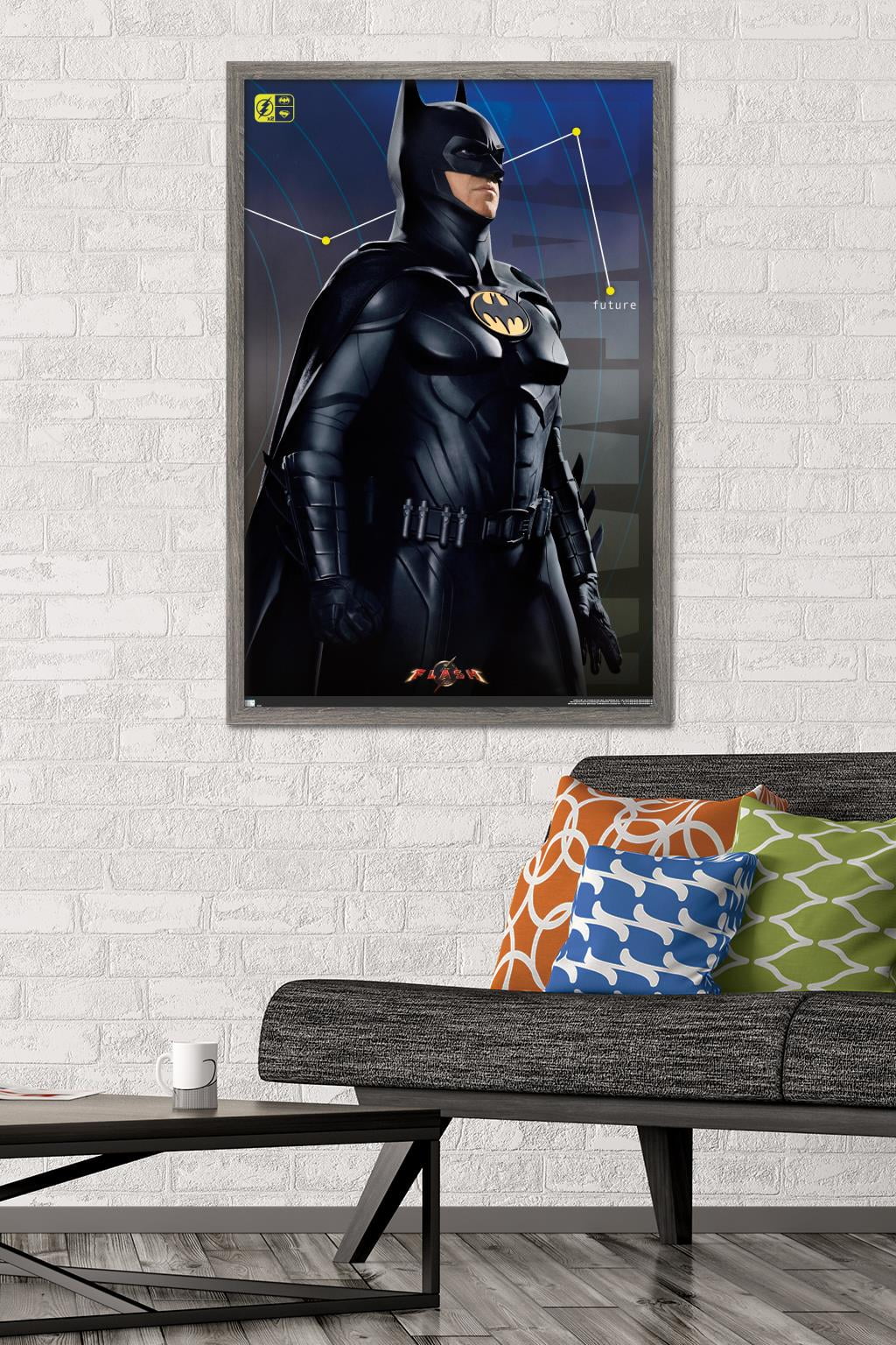 DC Comics Movie The Flash - Batman Triptych Wall Poster, 22.375" x 34" Framed