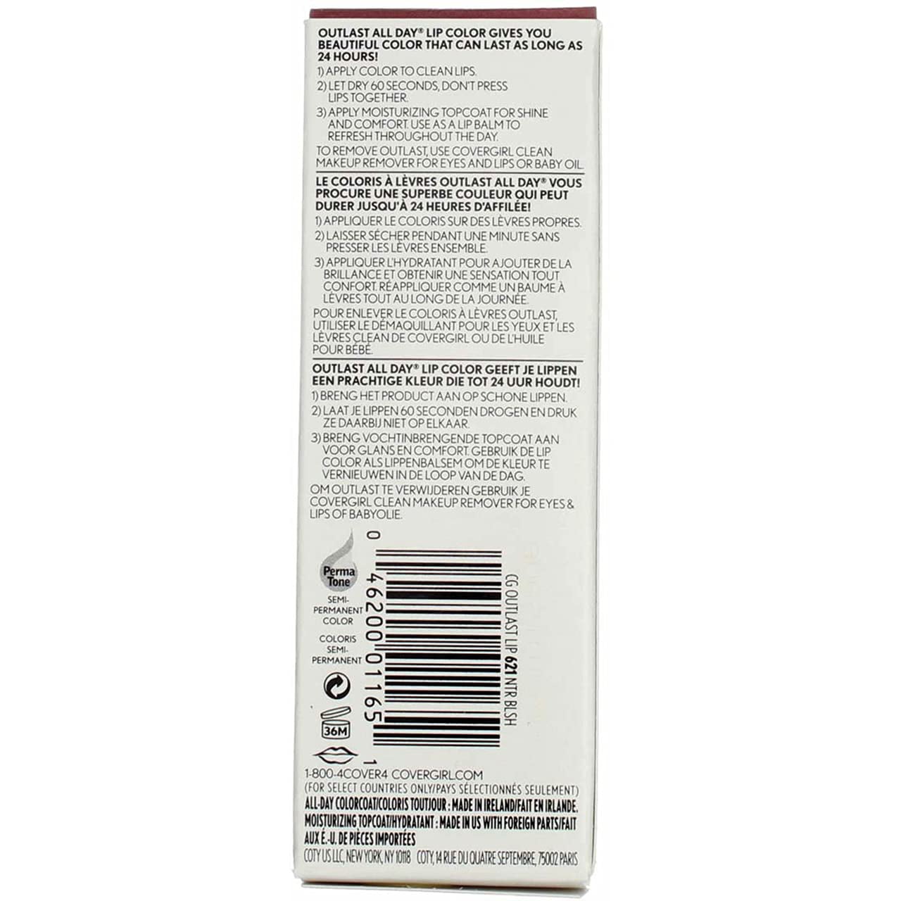 CoverGirl Outlast All Day Lipcolor, Natural Blush [621] 1 ea (Pack of 3)
