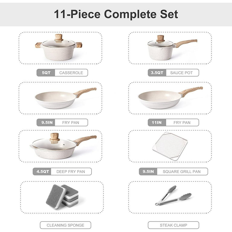 Caannasweis 10 Pieces Pots and Pans Nonstick Cookware Sets Granite Frying  Pan Induction Cookware Pots
