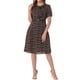 thumbnail image 2 of INSPIRE CHIC Vestido Vintage para Mujeres con Estampado Floral, Cuello Peter Pan, Largo a la Rodilla, Casual, Marrón, 2 of 6