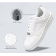 thumbnail image 3 of LUCKY STEP Womens Fashion Faux Leather Sneakers Low Top Lace Up Casual Shoes,All white, 3 of 10
