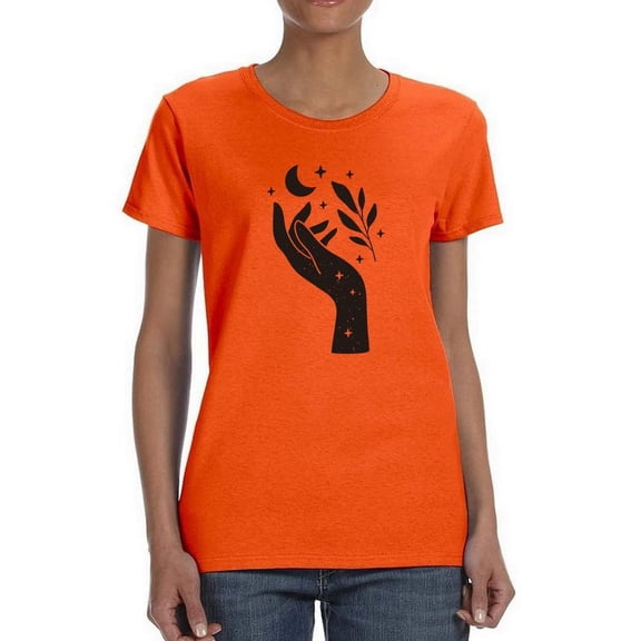 Space Hand And The Moon Shaped T-Shirt Women -Image by Shutterstock, Female Small