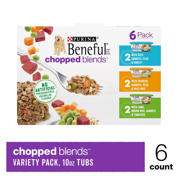 (6 Pack) Purina Beneful High Protein Wet Dog Food Variety Pack, Chopped