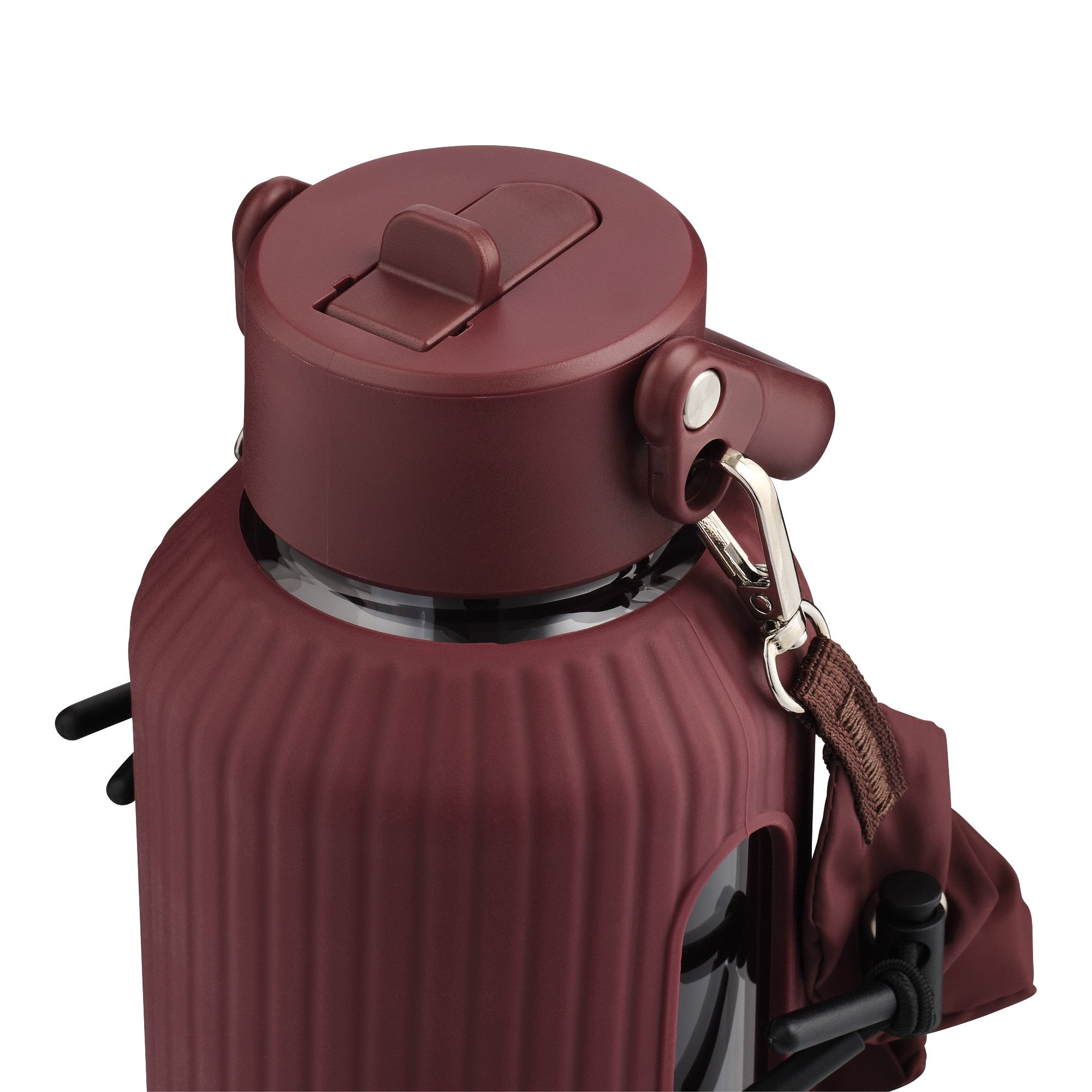 Mary Lawless Lee x TAL 32oz Glass Vista Water Bottle with Ribbed Sleeve and Strap, Oxblood