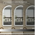 thumbnail image 5 of ANGELES HOME 24" x 36" Arched Lighted Bathroom Mirror, Framed Bathroom Vanity Mirror with Lights, Wall Mounted LED Mirror with Defogger, Dimmer, Memory Function, Matte Black, 5 of 9