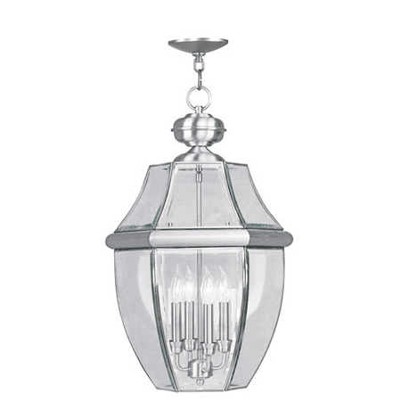 

Outdoor Pendants 4 Light With Clear Beveled Glass Brushed Nickel size 16 in 240 Watts - World of Crystal