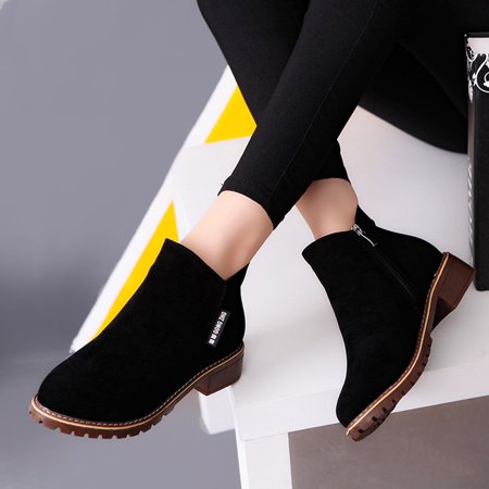 Women Ankle Boots Short Martin Boots Chunky Heels Boots Female Fashion Shoes | Walmart Canada