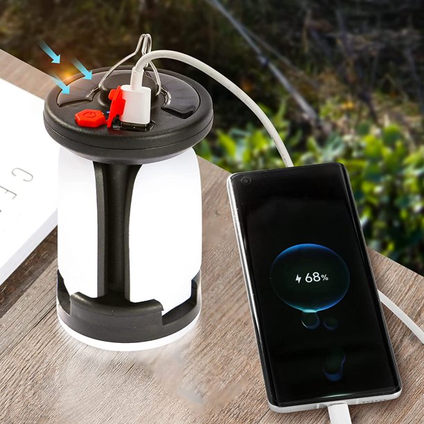 Luz solar recargable para acampar 500LM 2000mAh Banco de energía 6 modos plegable para viajes de campamento Cueva de pesca de respaldo (130 * 80 mm)