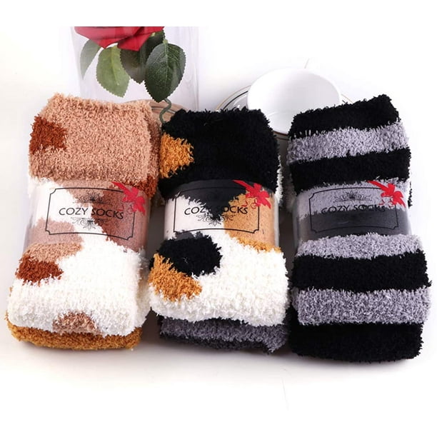 Fuzzy Socks for Women Winter Warm Soft Fluffy Socks for Home Sleeping  Indoor Thick Cozy Plush Sock 4, 6 Pairs 