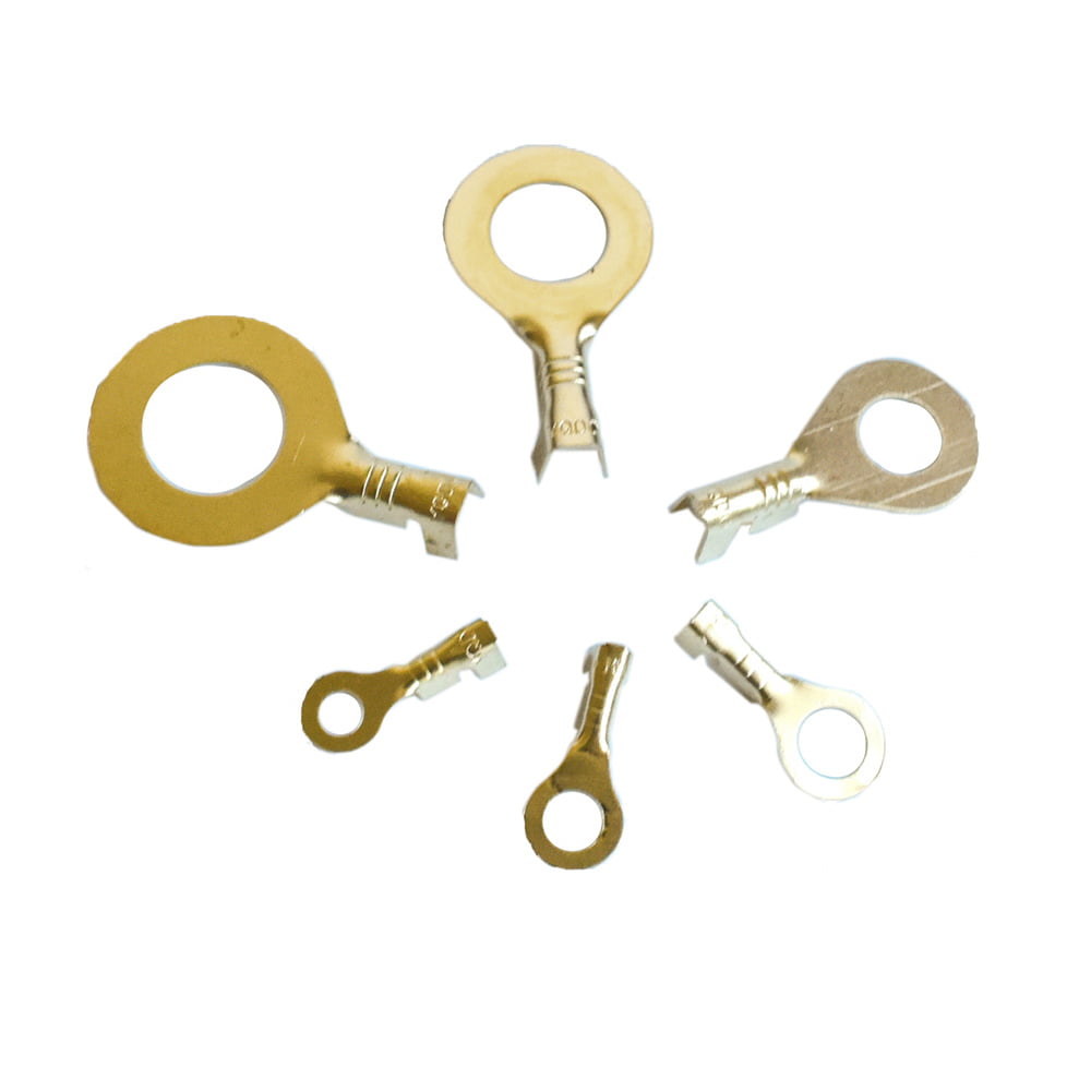 150xGold Brass Ring Terminals Cable Terminals Wire Eyes Ring Crimp Connector Kit