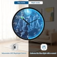 thumbnail image 5 of Voice Activated Clock with Glow Light 12 Inch Large Silent Wall Clock Battery Operated for Home Decor Three Blue Wolves, 5 of 8