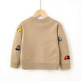 thumbnail image 3 of Girls Boys Cardigan Sweaters with Cute Colorful Printed Cars,Brown, 3 of 8