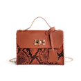 thumbnail image 2 of Women's Snake Print Color Block Chain Crossbody Bag Mini Top Handle Satchel With Gold Lock Clasp Pu Leather Handbag Elegant Travel Fashion Purse, 2 of 2