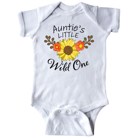 

Inktastic Auntie s Little Wild 1 with Beautiful Sunflower Gift Baby Boy or Baby Girl Bodysuit