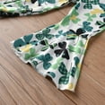 thumbnail image 4 of Edvintorg Girls St. Patrick's Day Outfit Kids Clothes Girls Shamrocks Print Lantern Long Sleeve Top Printed Flared Pants Set Green 2-7Years Girl Outfit Set, 4 of 7