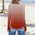 thumbnail image 4 of Shirts for Women Long Sleeves Gradient Printing Round Neck T-Shirt Red,Womens Tops, 4 of 5