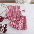 thumbnail image 3 of WOYY Toddler Girls Summer Outfits Cotton Plaid Ruffle Tank Top & Shorts Set, Sizes 3-8, 3 of 5
