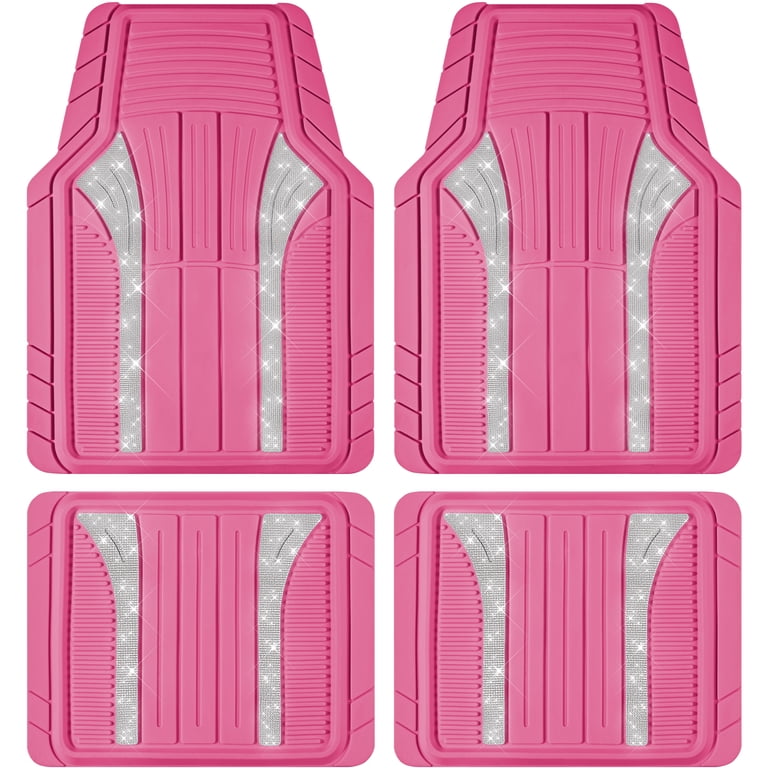 PIC AUTO Bling Hot Pink Sparkle Rubber Floor Mats photo 1
