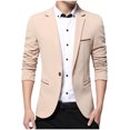 thumbnail image 2 of cllios Mens Blazers Slim Fit Business Casual Men Suit Sport Coat One Button Travel Blazer Lightweight Suit Jacket Office Work Suit Jacket Khaki XL, 2 of 3