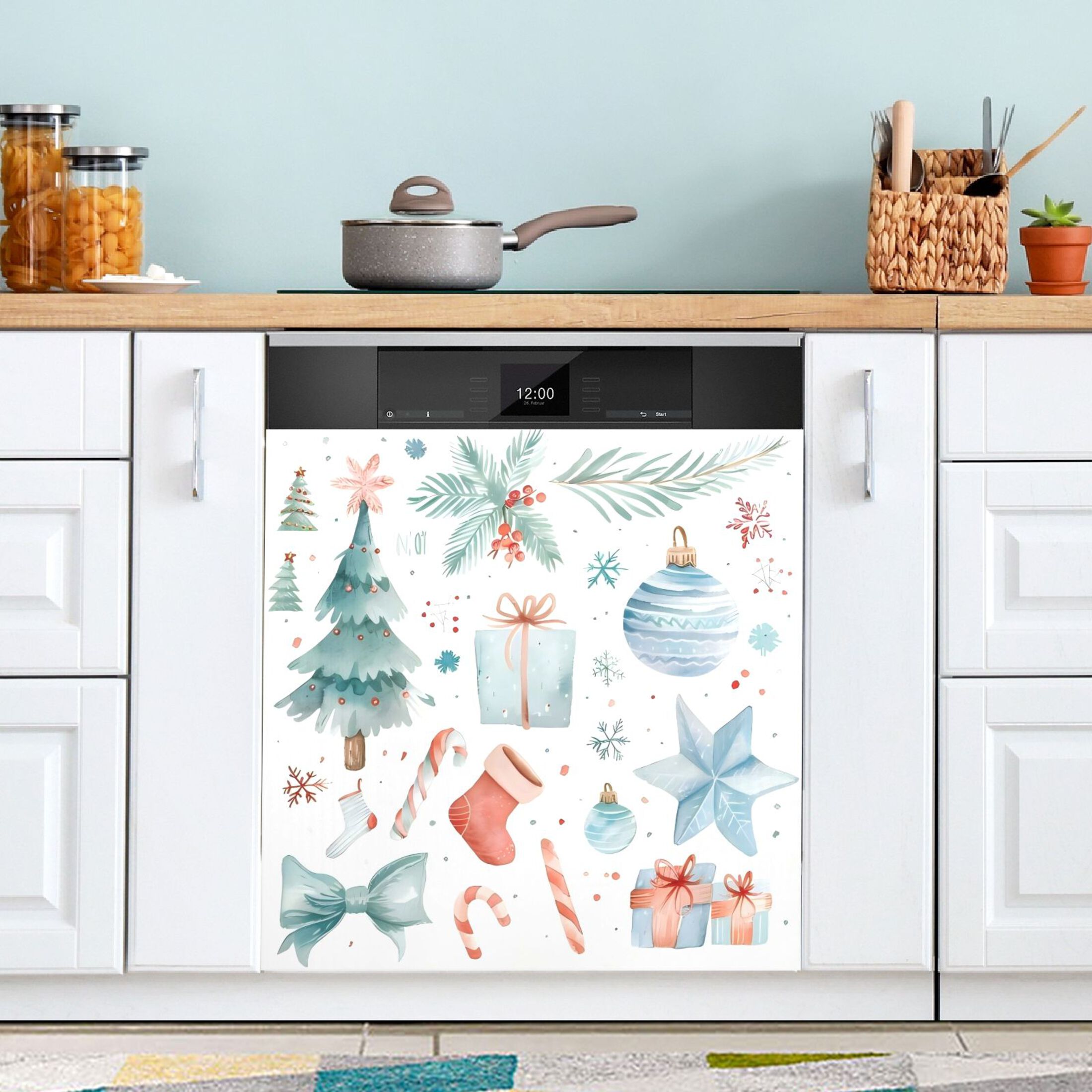 Dishwasher Magnetic Sticker 23x26 Inch Refrigerator Magnetic Sticker Washing Machine Magnetic Sticker Kitchen Panel Magnetic Sticker Home Decor Christmas Element