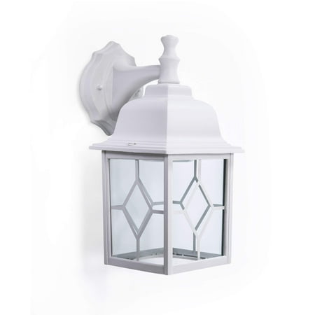 

CORAMDEO Outdoor LED Square Wall Sconce Light for Porch Patio Deck Wet Location Built in LED gives 100W of light from 11W of power 1000 Lumens 3K Cast Aluminum w/White Finish (W003-830LED-WT)