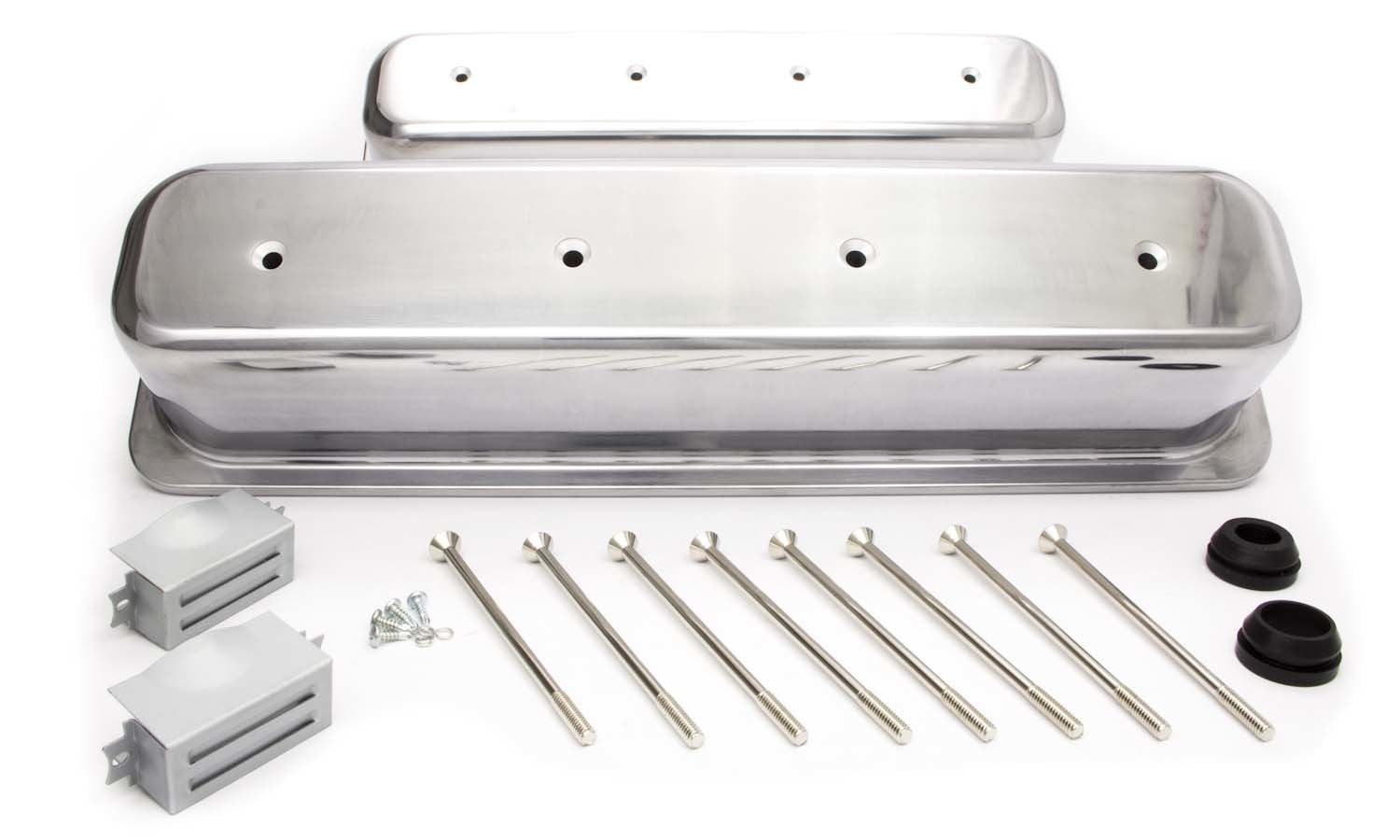 Polished Aluminum Sbc Center Bolt Valve Cover Plain