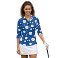 thumbnail image 2 of Binienty Blue Star Baseball Women Sport Shirts 3/4 Sleeve Sport Shirts Soft and Comfortable Quarter Zip Lightweight with Collar Shirt Fit Plain Suitable for Tennis Enthusiasts, 2 of 7