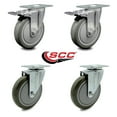 thumbnail image 2 of 5 Inch Gray Polyurethane Wheel Swivel Top Plate Caster Set 2 Total Lock Brakes, 2 of 2