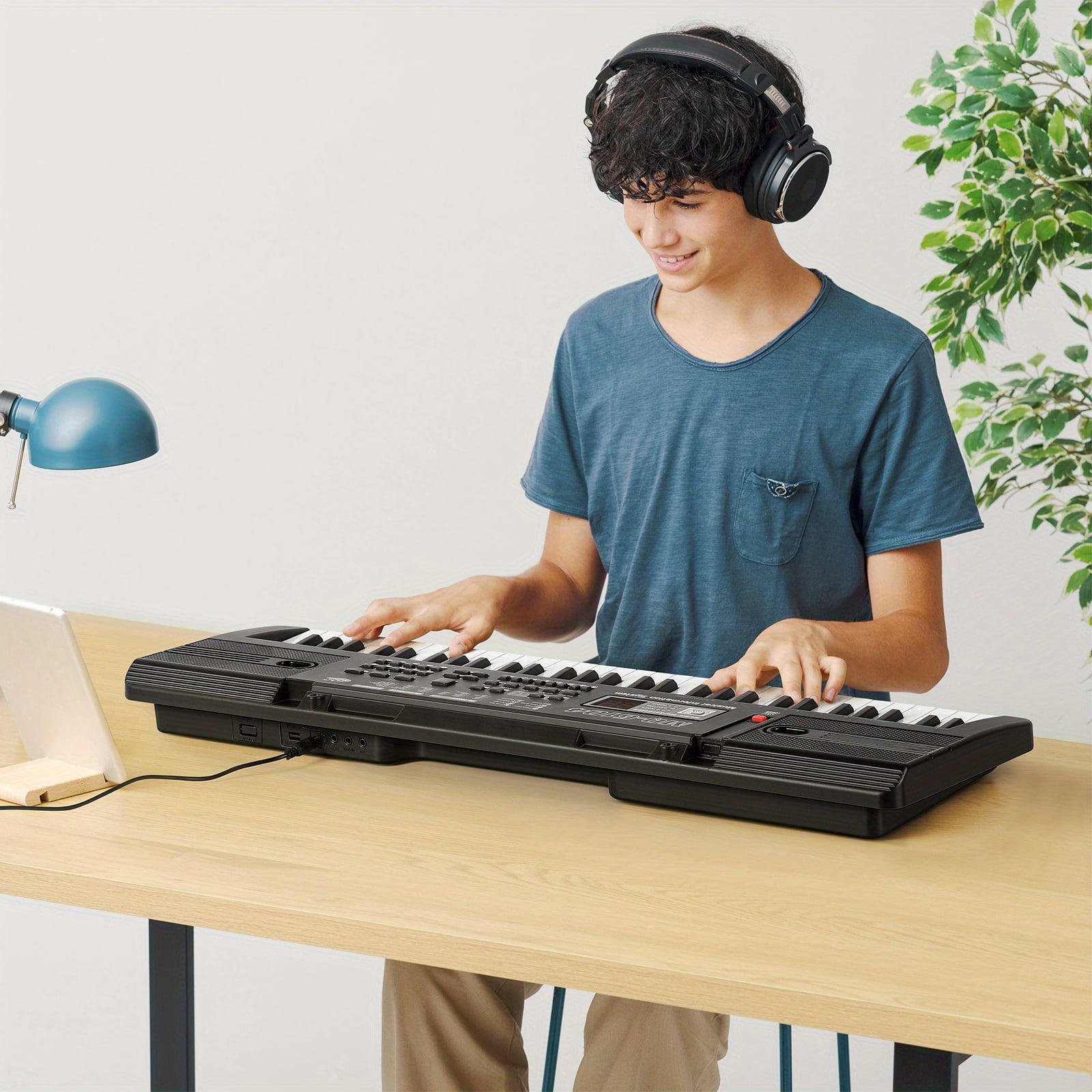 Fanruina 61 Key Portable Keyboard Piano for Beginners with Built in Speakers Teaching Mode Microphone and Music Stand 25.5 Inch Electric Piano