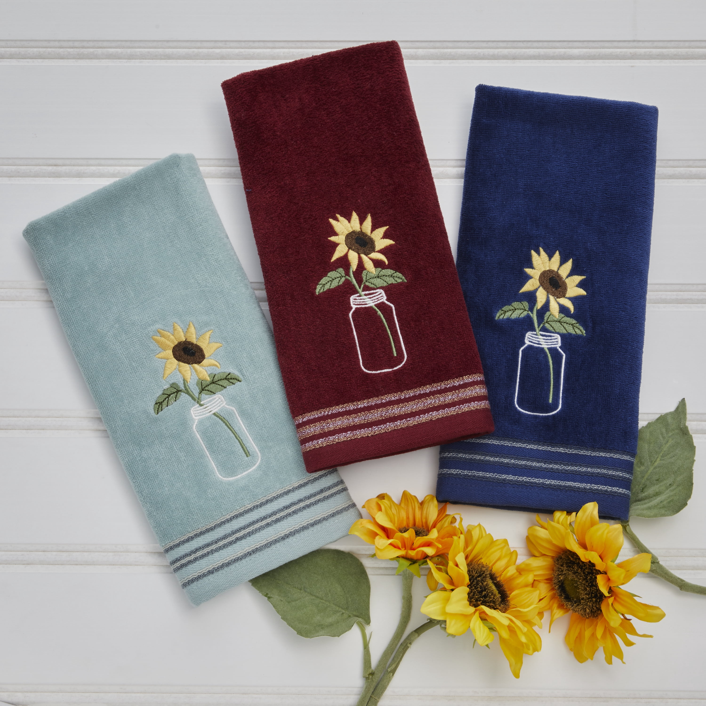 SKL Home Sunflower In Jar Hand Towel (2-Pack), Blue