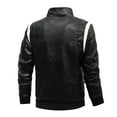 thumbnail image 3 of XMMSWDLA Deals Clearance Tops for Men Motorcycle Leather Winter Zipper Stand-up Collar Jacket Coats, 3 of 3