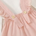 thumbnail image 4 of Sinhoon Toddler Kids Baby Girl Clothes Linen Suspender Skirt Set Long Sleeve Shirts Ruffle Dress Outfits, 4 of 7
