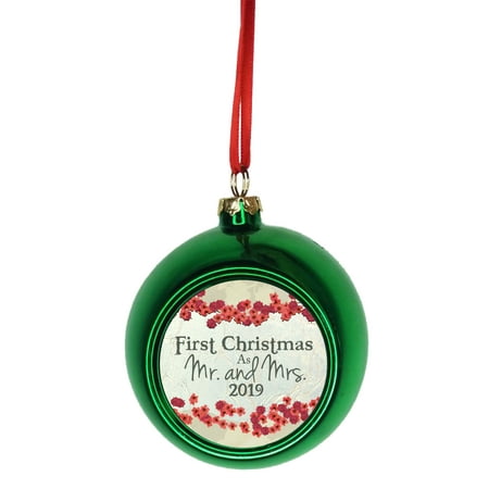 Ornament Newlyweds First Christmas as Mr. and Mrs. 2019 Bauble Christmas Ornaments Green Bauble Tree
