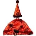 thumbnail image 1 of Disfraz de dragón barbudo con sombrero naranja y ropa de lagarto con capa de tamaño variable, 1 of 5