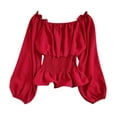 thumbnail image 4 of Women's Off Shoulder Ruffle Sequin Top - Pirate Style Blouse with Ruffled Hem for Festival Party, 4 of 4