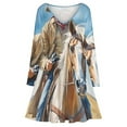 thumbnail image 3 of Western Cowboy Riding Long Sleeve Dresses For Women Vintage Elegant Party Dress Oversized V-neck Dress S-8XL, 3 of 7