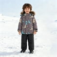 thumbnail image 2 of KAUOD Kids Cute Dinosaur Ski Suits 2 Piece Winter Puffer Jackets Bib Pants Set Boys Girls Outdoor Hiking Snowpants Snowsuit, 2 of 6