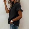 thumbnail image 5 of Guluxicc Women's Blouses Dressy Boho Casual Ruffle Short Sleeve Tops Business Outfits Ladies Summer 2025 Trendy Work Shirts, 5 of 6