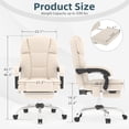thumbnail image 3 of HOMREST 6-Point Massage Office Chair with Heat, Ergonomic Reclining Desk Chair with Footrest, Soft Chenille Fabric Executive Chairs for Home Office, Comfortable Computer Chair Gift for Women, Beige, 3 of 17