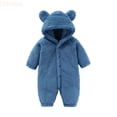 thumbnail image 2 of LYHaoo Rompers Cute Outfits Newborn Infant Baby Boys Girls Snowsuit Winter Coat Solid Bear Warm Fleece Hooded Romper Jumpsuit Outfits,Sizes 6-9 Months, 2 of 4