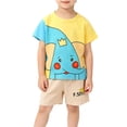 thumbnail image 5 of ITSAME Toddler Boys Girls Knit Cotton Outfits Cartoon Print T-Shirt & Shorts 2-Piece Kids Casual Fashion Set Sky Blue Size 9-18M, 5 of 8